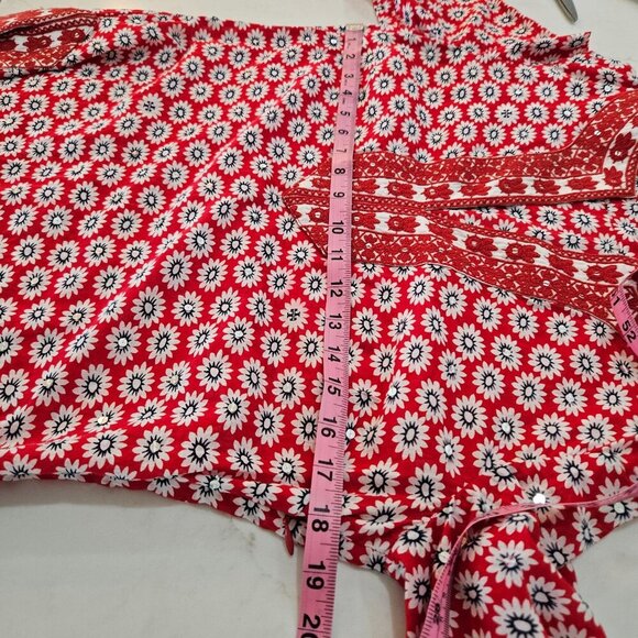 Tory Burch Red Jayne Mod Flower-Print Sequin Lace Tunic Size 8 Boho - Picture 11 of 11
